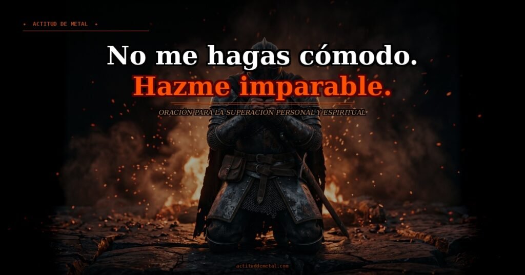 Guerrero arrodillado en oración sobre suelo agrietado con fuego — Actitud de Metal